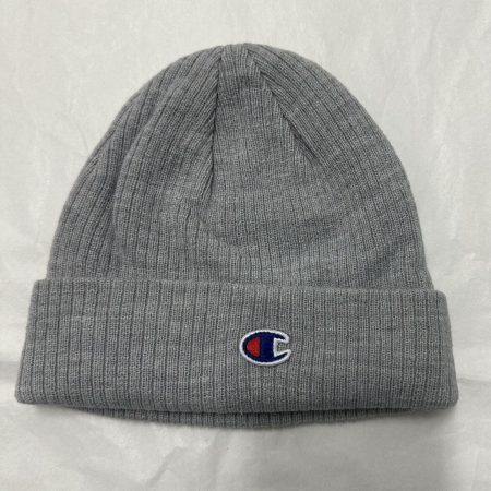 Champion C Logo Ribbed Cuffed Knit Beanie Light Gray